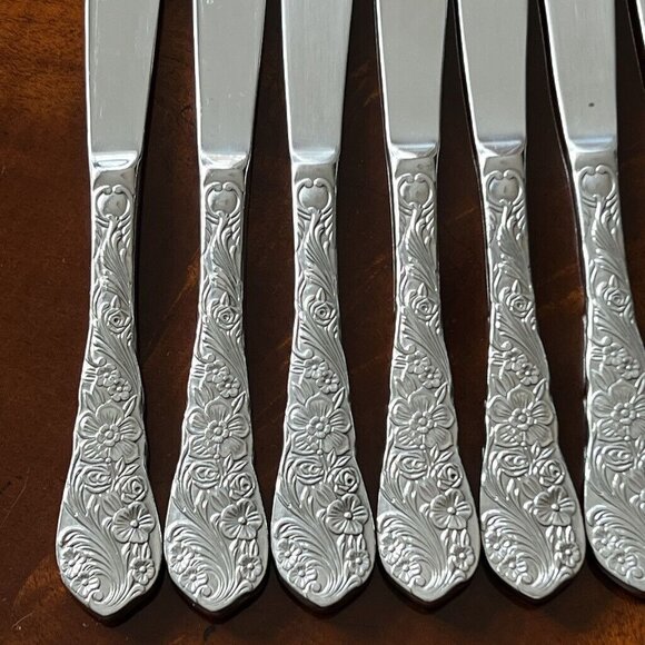 9 Vintage Reed & Barton Modern Flora Select Dinner Knives Stainless Flatware 9" - Picture 2 of 10
